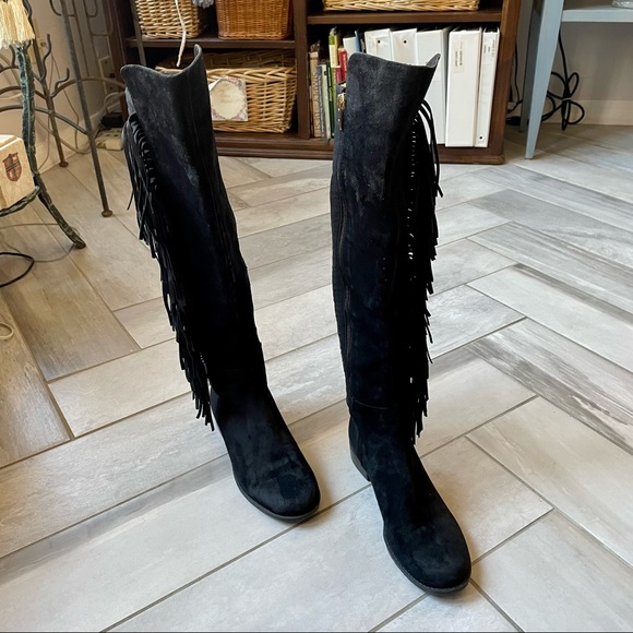 Marc Fisher Myndee Suede over the knee leather fringe Boot EUC - Picture 3 of 15